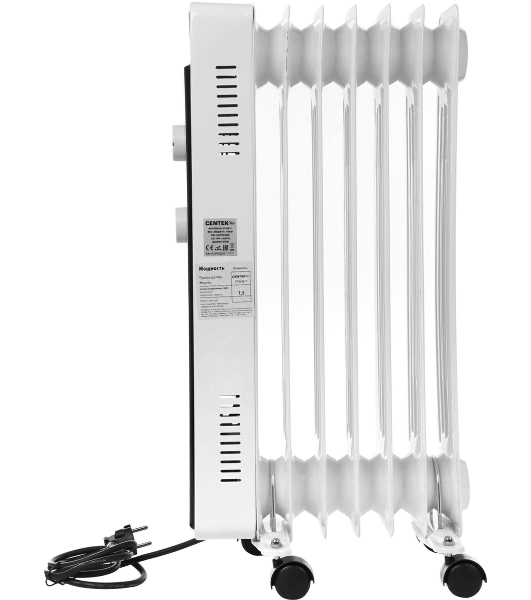 Обогреватель масляный Centek CT-6222-7 (7 секций) белый, 600/900/1500 Вт, 15 м2, 3 режима, термостат