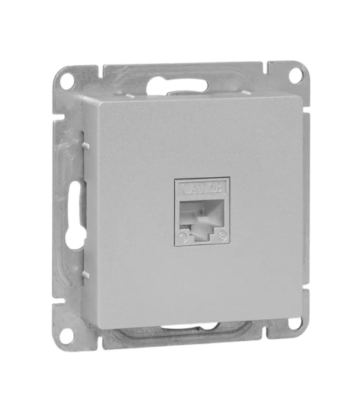 Механизм розетки RJ45 (cat5) EKF UP1-SOA-RJ45-5 алюминий Эпика