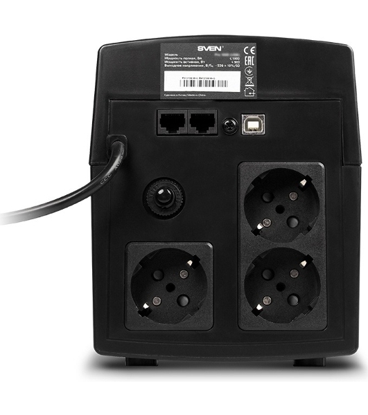 Источник бесперебойного питания UPS Sven Pro 1500 (1000 WA, LCD, USB, RG-45, 3 евро розетки)