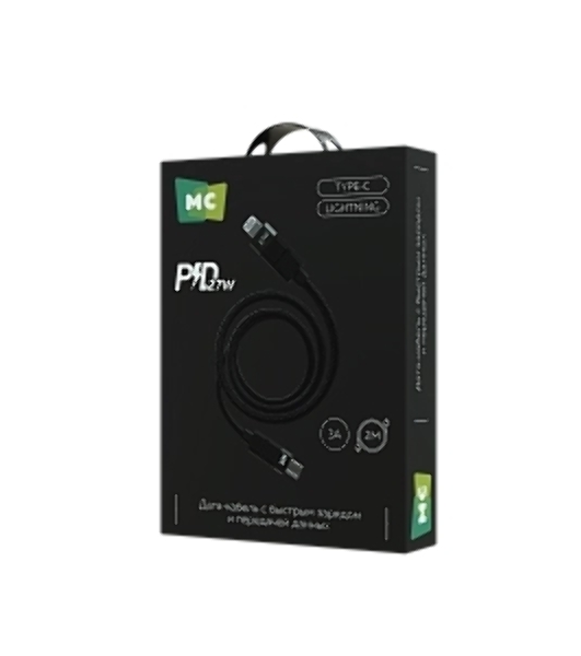 Дата-кабель MORE CHOICE (4620202555069) K87ia 2м USB 3.0A PD 27W для Lightning ng 8-pin Type-C - 2м, черный