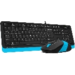 Комплект клавиатура+мышь A4Tech FStyler F1010 проводной, USB, 1600 DPI, чёрный/синий, фото3