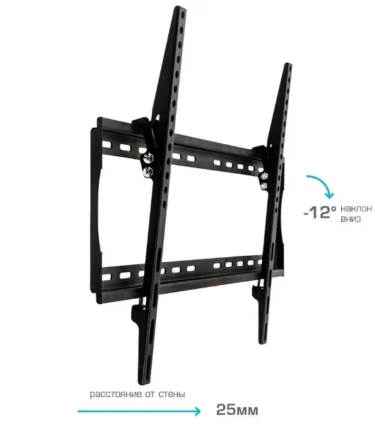 Кронштейн для TV Arm media STEEL-2 new черный, настенный, 32'-90', max 40 кг, 1 ст св., нак. 0°-15°, от ст. 28,5 мм, max VESA 600x400 мм.