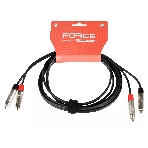 Кабель аудио FORCE FLC-20/32xRCA (M) - 2xRCA (M), стерео, используется для подключения бытовых и DJ аудио устройств к микшерам, диаметр 4,8 мм, металлические разъемы, длина 3 м, фото 1