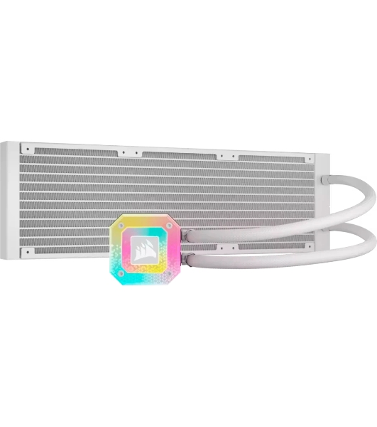 Система жидкостного охлаждения Water Cooling System Corsair iCUE H150i ELITE CAPELLIX XT (360мм, белый, RGb/Fans: 3x120мм, 65.57CFM, 37dBA, 2100RPM/Rad thickness 27мм/S: 1851, 1700, 1200, 115X, AM5, AM4)