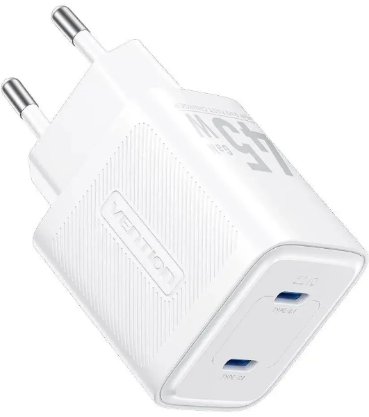 Сетевое зарядное устройство Vention на 2 порт USB С+C GaN 45W белый