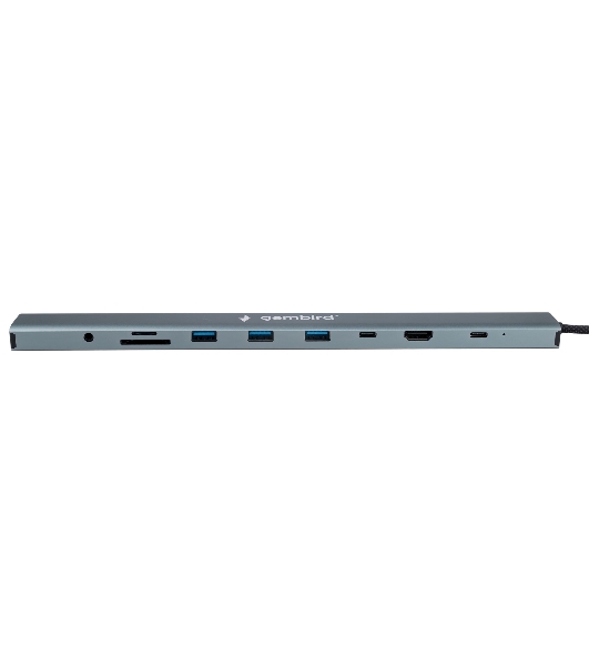 Док-станция Gembird UHB-D5, USB Type-C, 3xUSB 3.1, Type-C PD87W, Jack 3.5, SD/TF, HDMI, RJ45, USB Type-C, USB