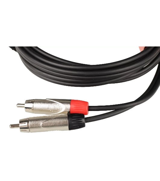 Кабель аудио FORCE FLC-20/32xRCA (M) - 2xRCA (M), стерео, используется для подключения бытовых и DJ аудио устройств к микшерам, диаметр 4,8 мм, металлические разъемы, длина 3 м