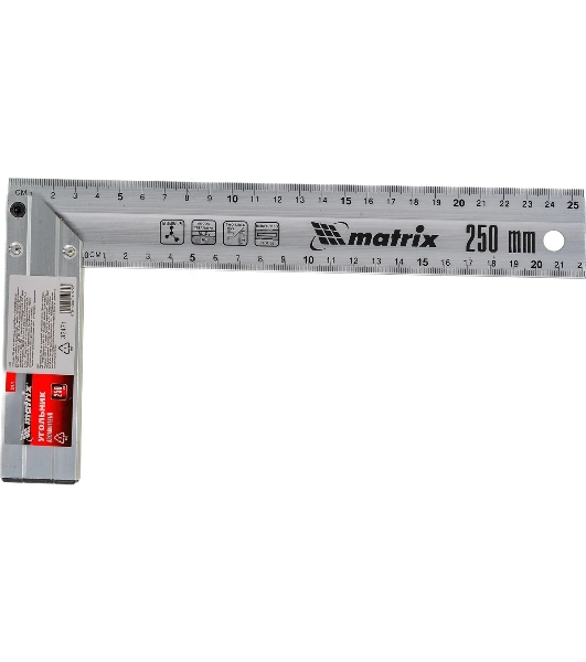 Угольник Matrix 250мм алюминиевый литой