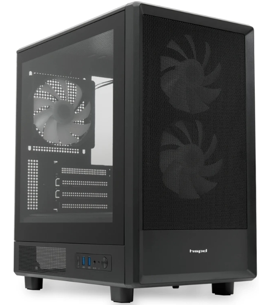 Компьютерный корпус HSPD M310, Mesh Mini-tower, черный, TG, 0.4 SPCC, 3x120мм ARGb mATX, mITX 180/280/160мм 1x2.5', 1x3.5', 4xPCI 2xUSB-A 3.0 452x277x418мм