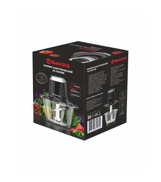 Чоппер Sakura SA-6261BK 1.2 л 500Вт стекл 4 ножа