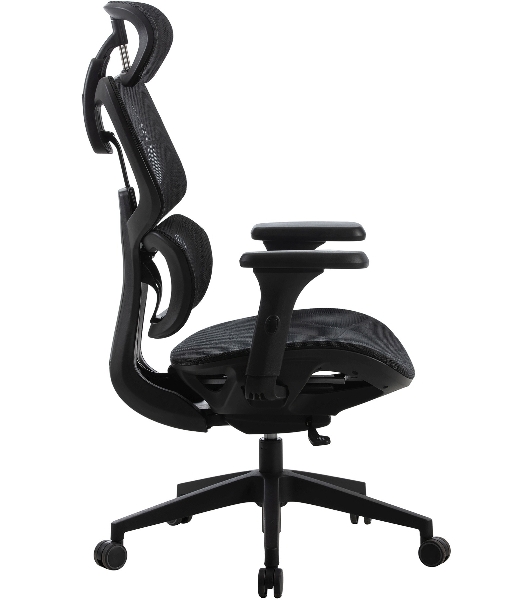 Кресло Cactus CS-MC555-BK черный, сетка, 150 кг, подголовник, регулируемые подлокотники, механизм качания