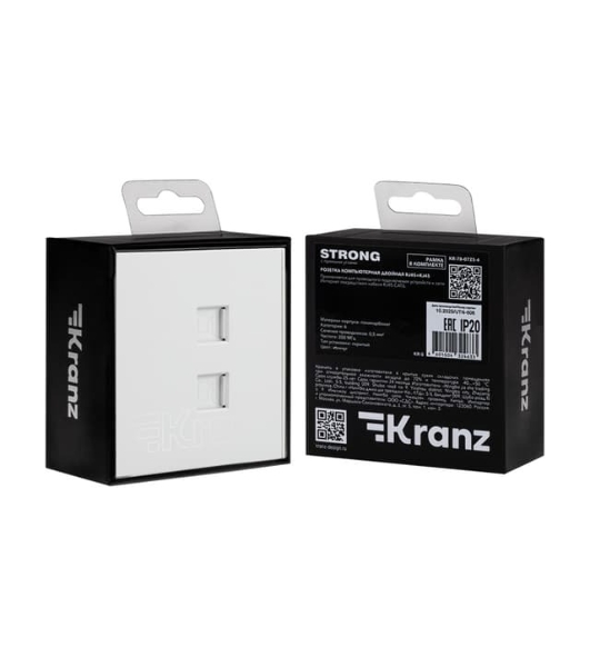 Розетка Kranz STRONG компьютерная двойная RJ45+RJ45 кат6 с/у жемчуг