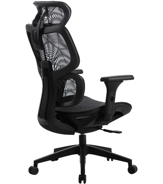 Кресло Cactus CS-MC555-BK черный, сетка, 150 кг, подголовник, регулируемые подлокотники, механизм качания