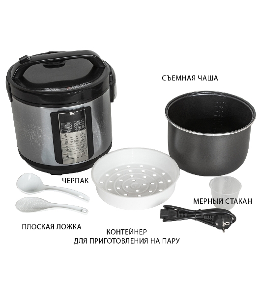 Мультиварка JVC JK-MC500 5 л, 860 Вт, серебристый с черным