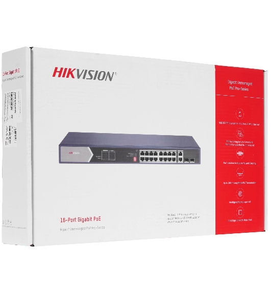 Коммутатор Hikvision DS-3E0520HP-E, 12×1 Гбит/с PoE+ + 6×1 Гбит/с + 2×1 Гбит/с SFP, неуправляемый