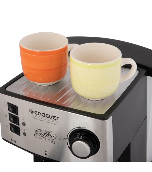 Кофеварка рожковая Endever Costa-1060 черный/стальной, исп. кофе - молотый, 1.6 л, 1000 Вт, 20 бар