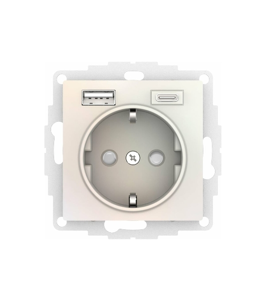 Розетка 16А с USB A+C (5В/2,4А/3 А, 2х5В/1,5А), мех SE AtlasDesign жемчуг