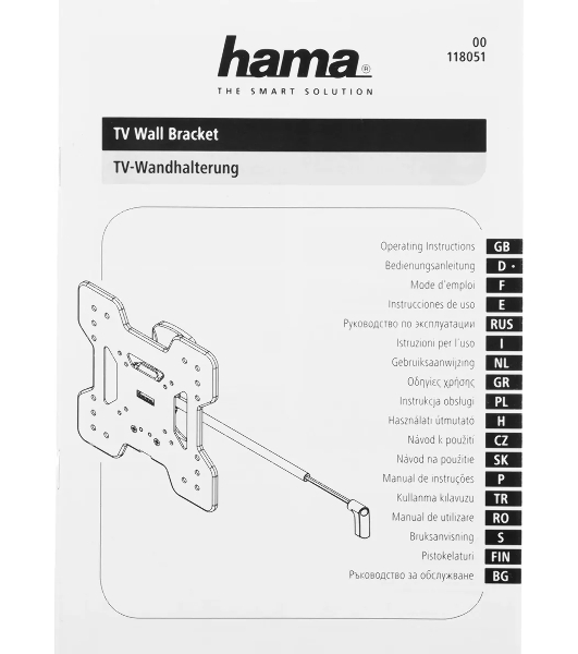Кронштейн для телевизора Hama TILT TV Premium черный, 19'-48', макс. 25 кг, настенный