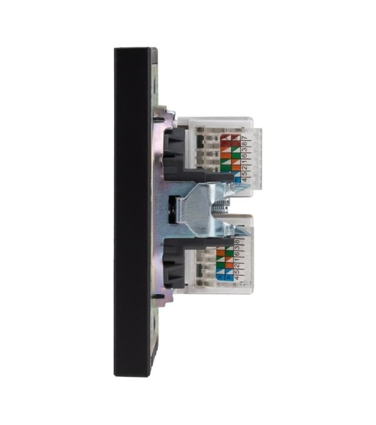 Розетка Kranz STRONG компьютерная двойная RJ45+RJ45 кат6 с/у антрацит