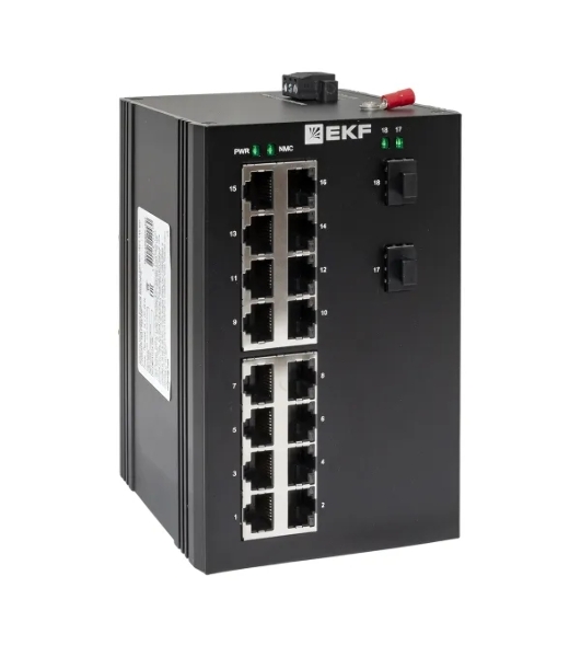 Коммутатор EKF TSX-U-2GX/SFP-16GT, 16×1 Гбит/с + 2×1 Гбит/с SFP, неуправляемый