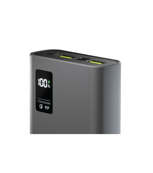 Портативный аккумулятор OLMIO QR-20, 20000mAh, 22.5W, QuickCharge3.0/PowerDelivery, LCD, серый