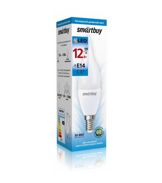 Лампа светодиодная Smartbuy 12W/6000/E14 (SBL-C37Can-12-60K-E14)