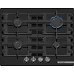 Поверхность газовая Bosch PNP6B6K40 Газ, 4.5х59x52 см, закаленное стекло, 4 конфорки, газ-контроль, автоподжиг, черный, фото 1