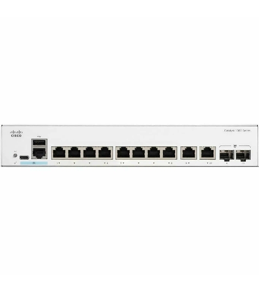 Коммутатор Cisco C1300-8T-E-2G, 8×1 Гбит/с + 2×1 Гбит/с Combo (RJ45/SFP), управляемый