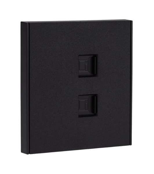 Розетка Kranz STRONG компьютерная двойная RJ45+RJ45 кат6 с/у антрацит