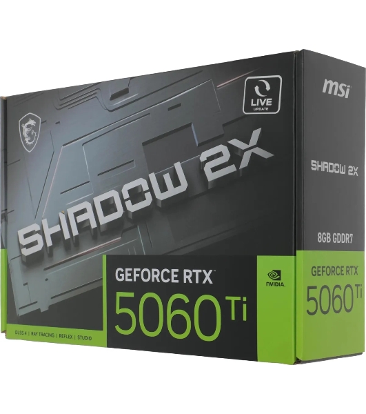 Видеокарта MSI RTX 5060 Ti 8G SHADOW 2X PLUS, NVIDIA RTX 5060 Ti, 8 ГБ GDDR7, 128 бит, PCI-e 5.0, 1xHDMI, 3xDP, 2587 МГц