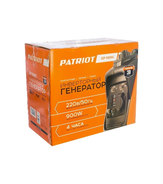Электрогенератор бензиновый инверторный Patriot 1000i, 0.9 кВт, 60 дБ, 9 кг