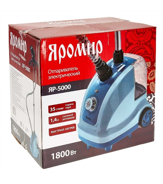 Отпариватель ЯРОМИР ЯР-5000 голубой, 1800 Вт, 35 г/мин, 1400 мл