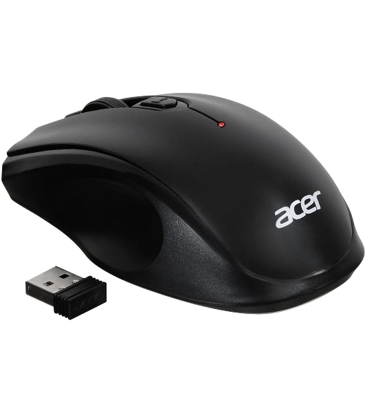 Мышь беспроводная Acer OMR030 черный, 1600 dpi, радиоканал, USB, кнопки - 4