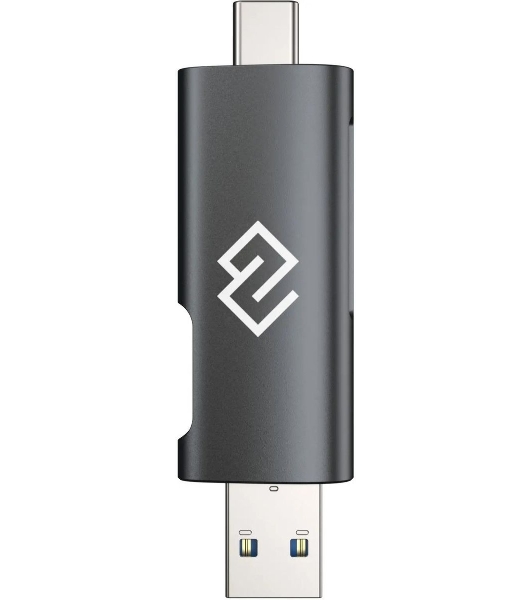 Кард-ридер Digma CR-СU2520-G/серый/SD/TF/micro-SD/micro-SDXC/miсro-SDHC/USB 2.0/Type-C/алюминий