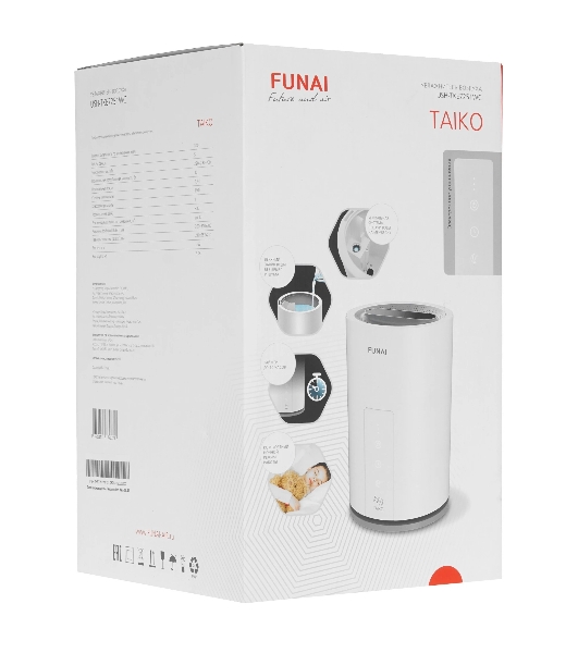 Увлажнитель воздуха FUNAI TAIKO USH-TKE7251WC белый, 30 м², 5 л