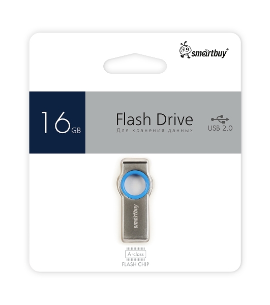 Флешка USB SmartBuy MC2 Metal Blue (SB016GbMC2), 16Gb, USB 2.0, R/W 25/15, синий/серебристый