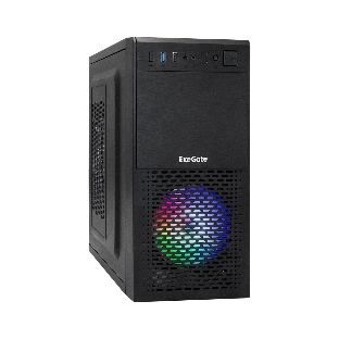 Компьютерный корпус Minitower ExeGate mEVO-7807-NPX500 (mATX, БП 500NPX 12см, 1хUSB+1хUSB 3.0, черный 1x12см с RGb подсветкой)