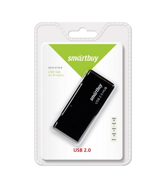USB-концентратор Smartbuy SBHA-6110-K, USB 2.0, USB 4 порта, USB