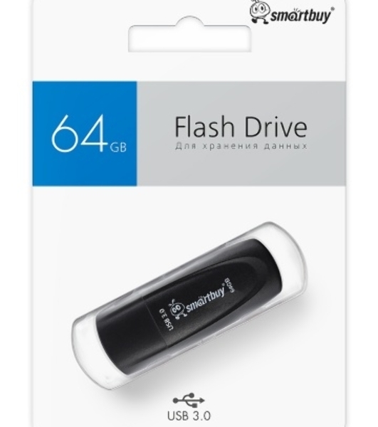 Флешка USB SmartBuy Scout black (SB064Gb3SCK), 64Gb, USB 3.0/3.1, R/W 100/40, черный