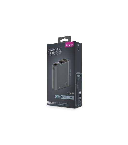 Портативный аккумулятор OLMIO QS-10, 10000mAh, 22.5W QuickCharge3.0/PowerDelivery, LCD, темно-серый