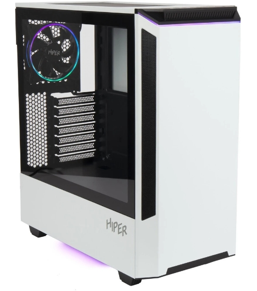 Компьютерный корпус Hiper PW81 белый без БП ATX 3x120мм 2xUSB2.0 2xUSB3.0 audio bott PSU