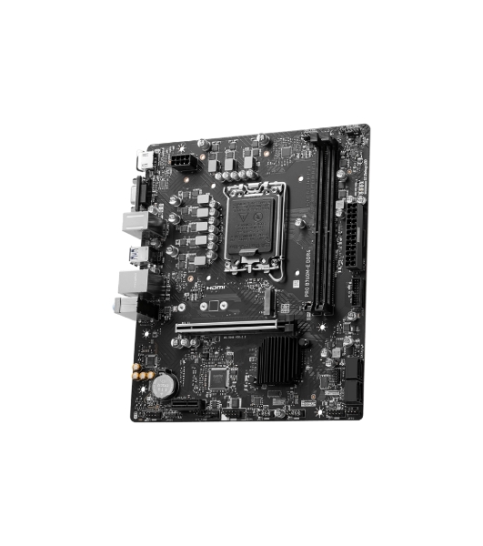 Материнская плата MSI PRO B760M-E DDR4, LGA 1700, Intel B760, 2xDDR4, 4xSATA, 1xM.2, 1xPCIe 4.0 x16, 1xPCIe 4.0 x1, 1xHDMI, 1xVGA, 1x1Gb LAN, 2xUSB-A 3.2 Gen 1, 4xUSB-A 2.0, 3x3.5 мм, 7.1, mATX