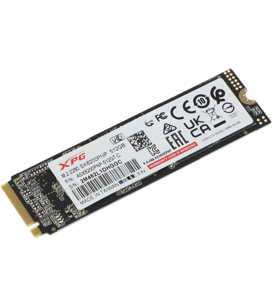 Накопитель SSD XPG SX8200 Pro, 512 Gb, PCIe 3.0 x4, M.2 2280, NVMe, R/W 3350/2350, с радиатором