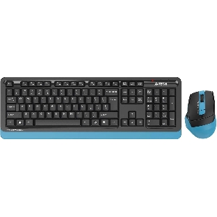 Комплект клавиатура+мышь A4Tech FStyler FG1035 беспроводной, USB, 2000 DPI, чёрный/синий