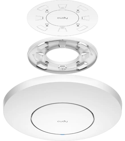 Точка доступа AX3000 Dual Band Ceiling Mount Wi-Fi 6 Access Point, Chipset MT7981, 802.11ax/ac/a/b/g/n, 2402Mbps at 5GHz + 574Mbps at 2.4GHz, 1 x 2.5G RJ45 Port, MU-MIMO, Support 12V DC or 802.3at PoE or Passive PoE, Internal Antennas, 48V passive PoE adapter included, Cudy Mesh Support