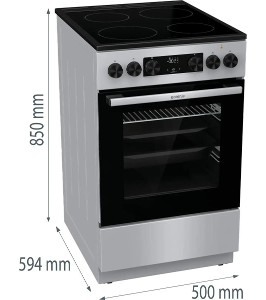 Плита электрическая Gorenje GEC5C41SG серый, конфорок 4 электрических, духовка 70 л, 50 см x 85 см x 59.4 см (без крышки)
