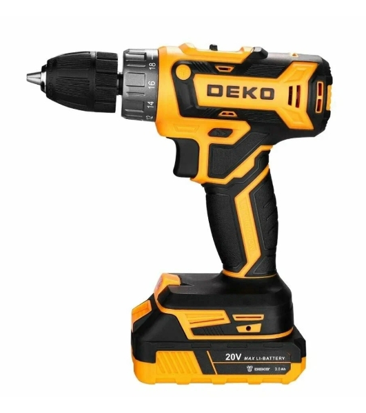 Дрель-шуруповерт Deko DKCD20V, 20 В, 3 Ач, 42 Нм, щеточный