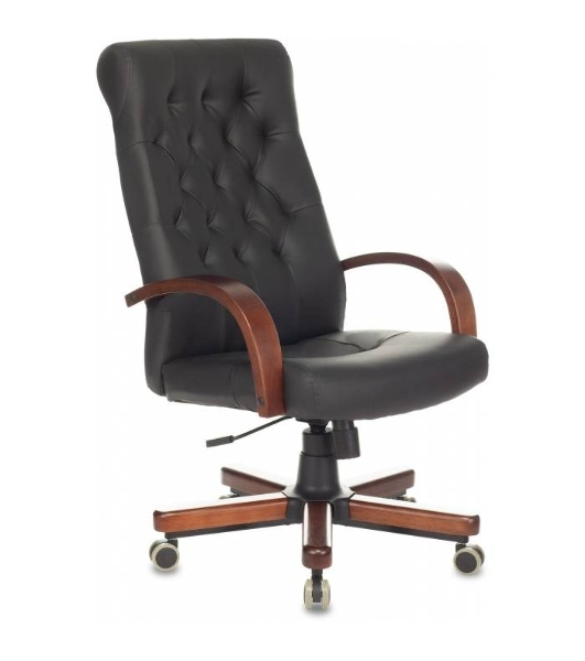Кресло Бюрократ T-9928WALNUT/ECO черный, экокожа