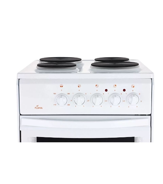 Плита электрическая Flama AE 1403 W белый, конфорок 4 шт, духовка 50 л, 50 см x 85 см x 60 см
