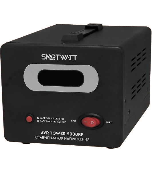 Напольный стабилизатор напряжения SMARTWATT AVR TOWER 2000RF (140W - 260W, 2000VA, 2 кВт, 50-60 Гц, розеток - 2, LED-дис